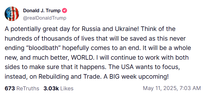 Трамп прокоментував відмову Путіна від перемир’я: що сказав президент США 1