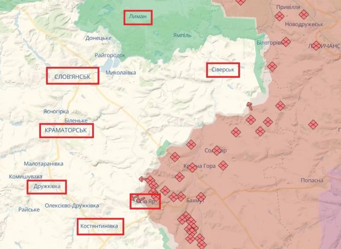 РФ пытается выдавить войска ВСУ из Славянска и Краматорска РФ пытается выдавить войска ВСУ из Славянска и Краматорска