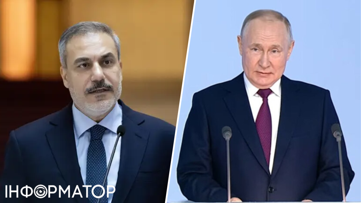 Глава МЗС Туреччини Хакан Фідан і президент РФ Володимир Путін