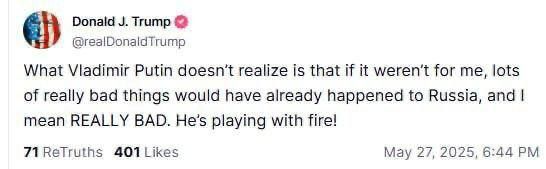 Трамп знову наїхав на Путіна: грає з вогнем! 1