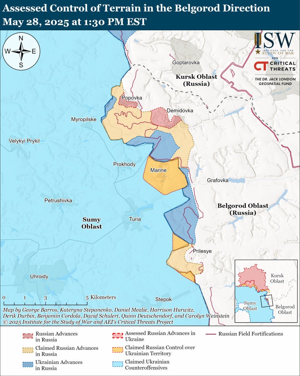 Ситуация в Курщине и Белгородщине. Карта ISW