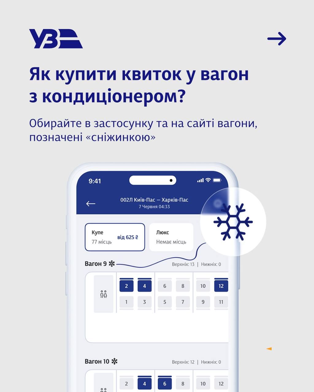 Вагон з кондиціонером Фото: Укрзалізниця Вагон з кондиціонером Фото: Укрзалізниця