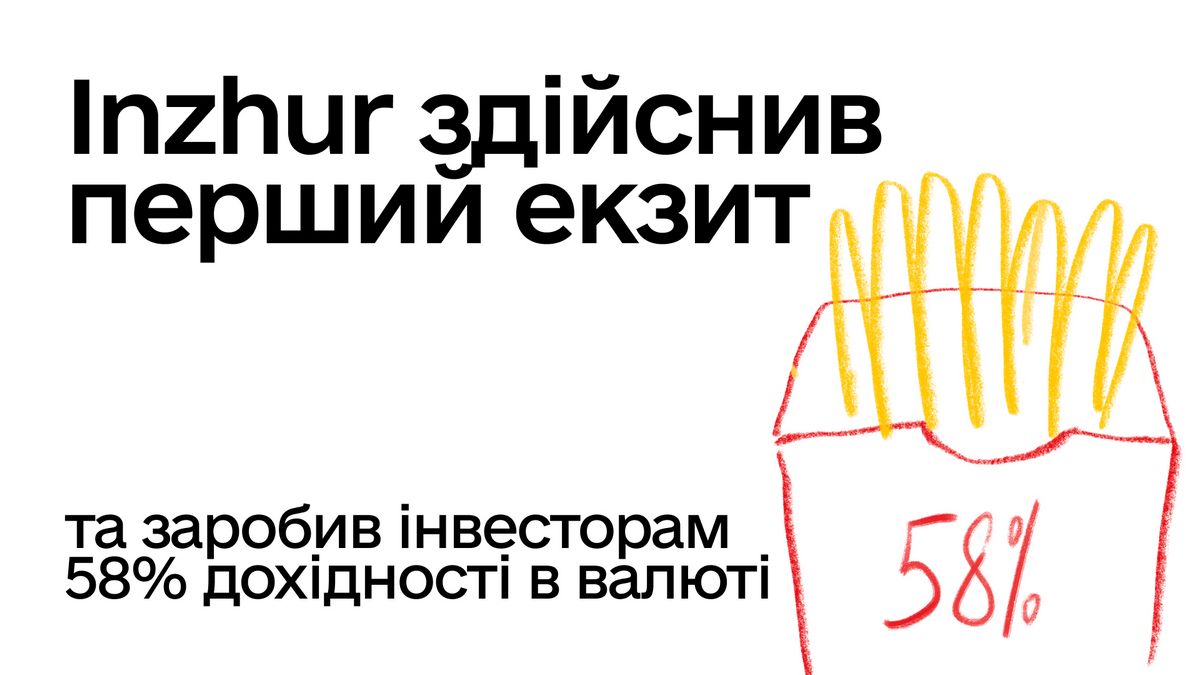 Inzhur здійснив перший екзит та заробив інвесторам 58% дохідності в валюті 1