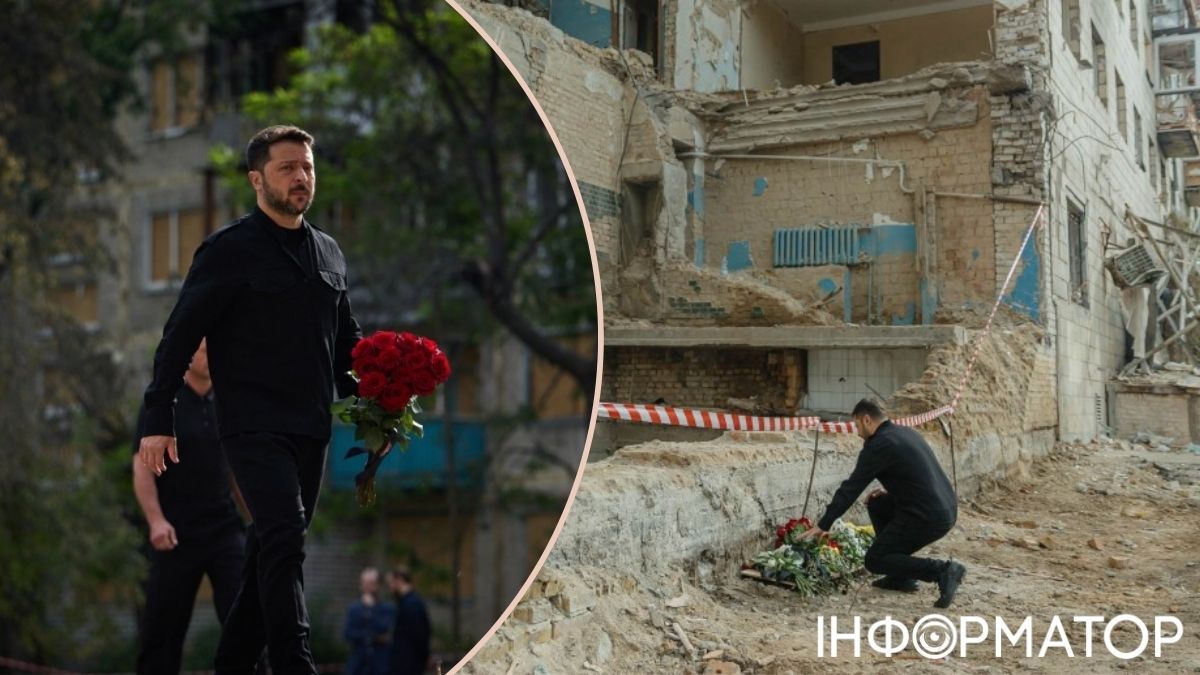 Зеленський вшанував пам'ять загиблих на місці російського удару у Києві