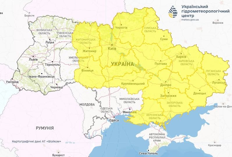 Через шквальний вітер оголошено I рівень небезпеки
