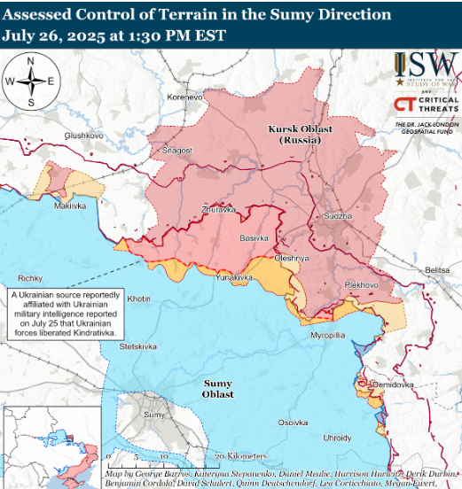 ЗСУ просуваються на півночі Сумщини, тоді як в окупантів нові успіхи на Донбасі — ISW 1