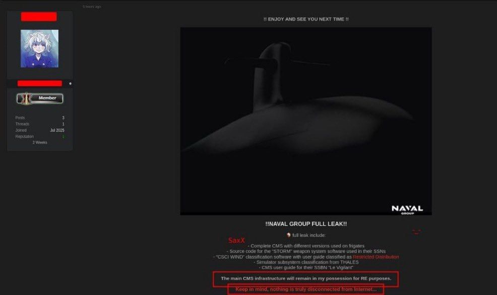 Витік даних з Naval Group