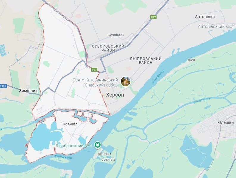 Карта Херсона. РФ хочет отрезать Корабел от остального города