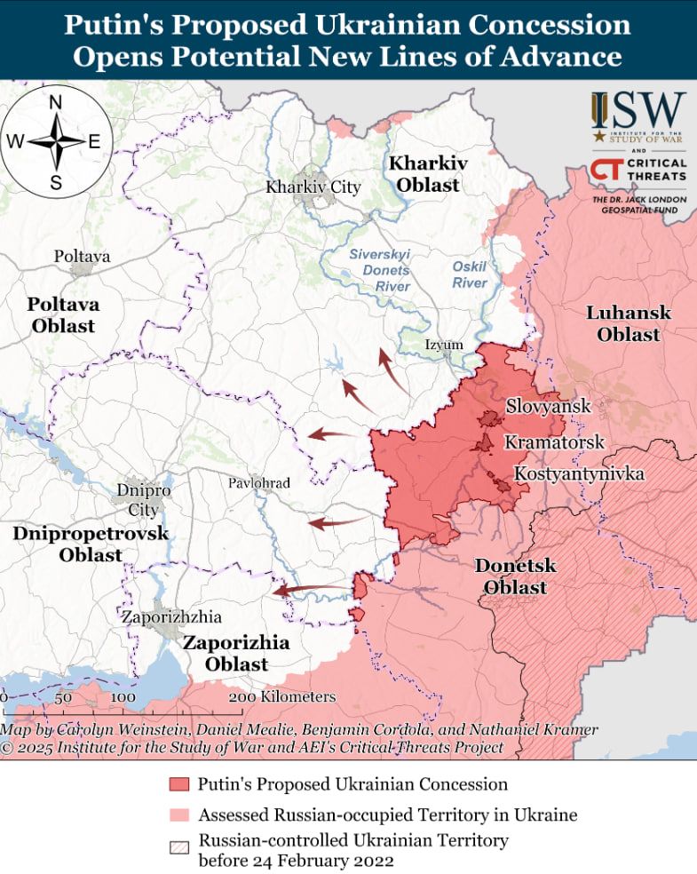 Напрямки, на які зможуть наступати росіяни після отримання територій