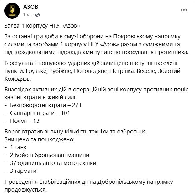 ЗСУ зупинили просування сил РФ біля Покровська та Добропілля: зачищено сім населених пунктів 1