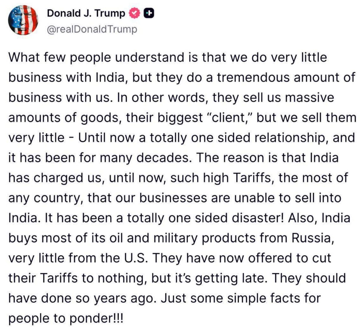 Трамп: Індія готова на поступки, але вже пізно 1