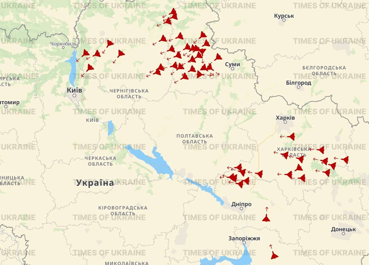 Великий табун дронів пре на Київ: невдовзі знов буде тривога 1