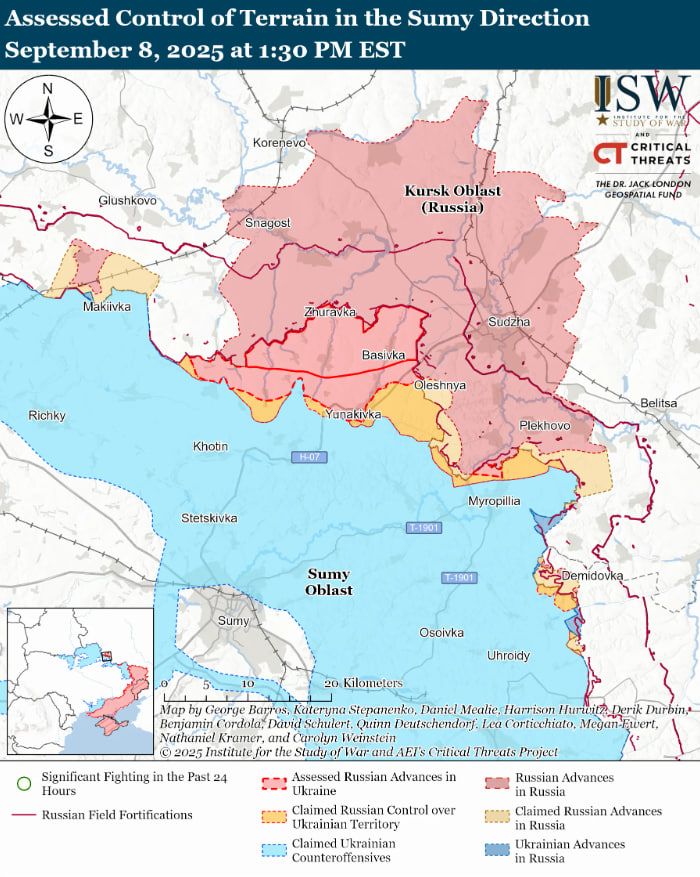 Карта боев в Сумской области Карта боев в Сумской области