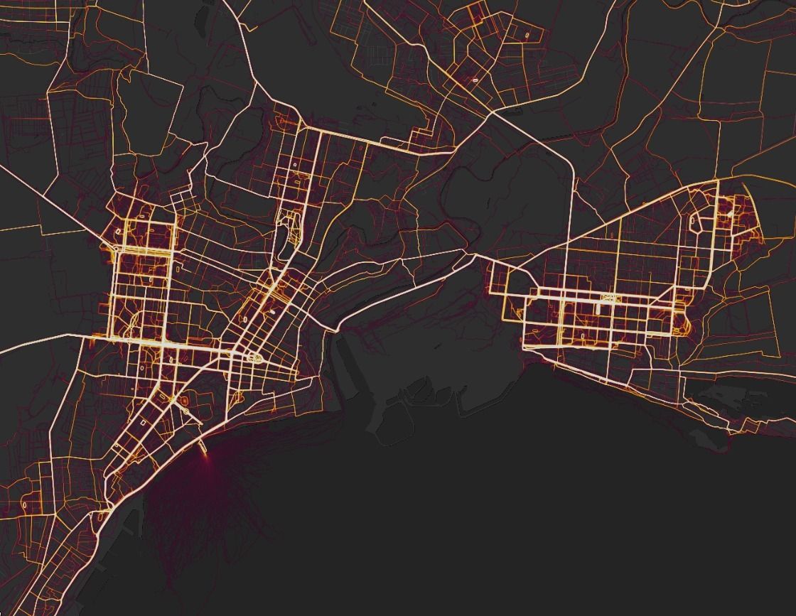 Мариуполь почти мертв: тепловая карта Strava во времена РФ показывает только пустоту.