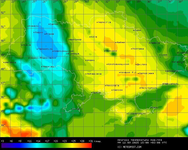 Холодні маси просуваються Україною