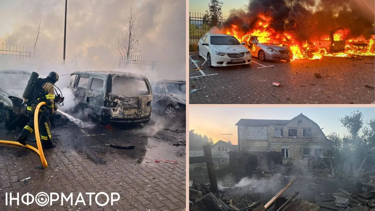 На Київщині уламки збитої цілі РФ спалили 5 автомобілів