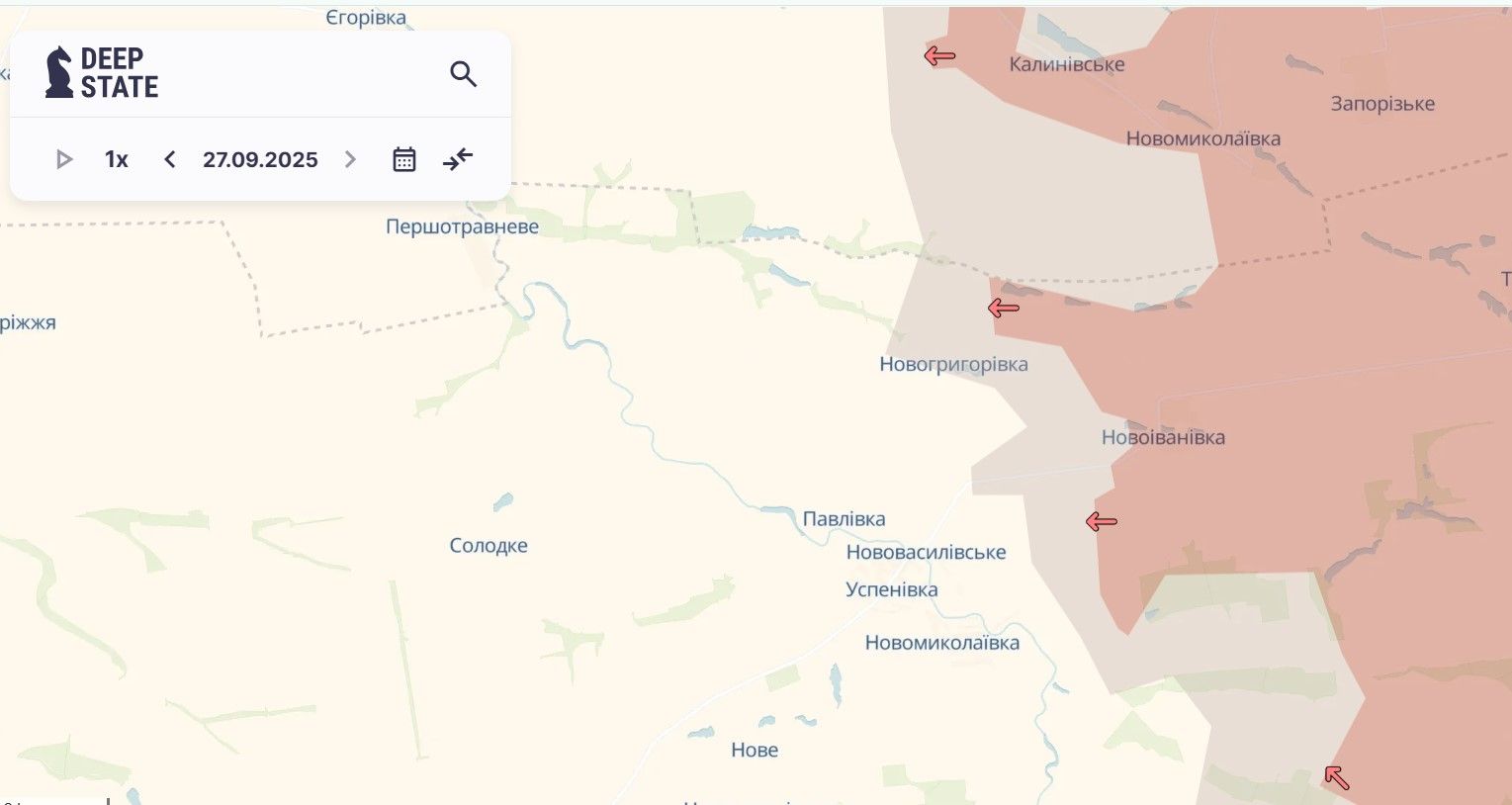 Просування росіян біля Новоіванівки. Карта: deepstatemap