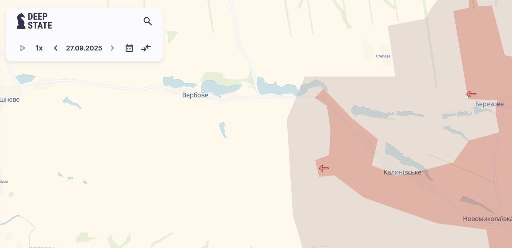 Просування росіян біля Калинівського. Карта: deepstatemap