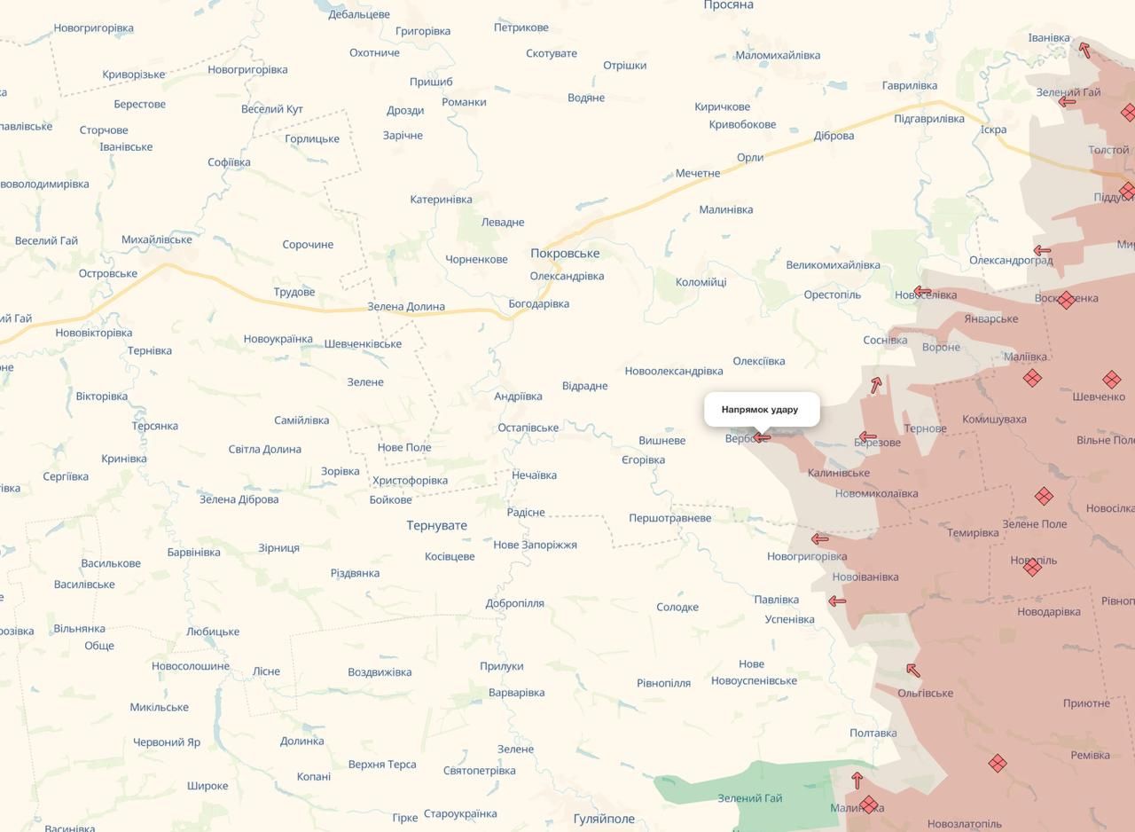 Продвижение россиян в Вербовом. Карта: DeepState