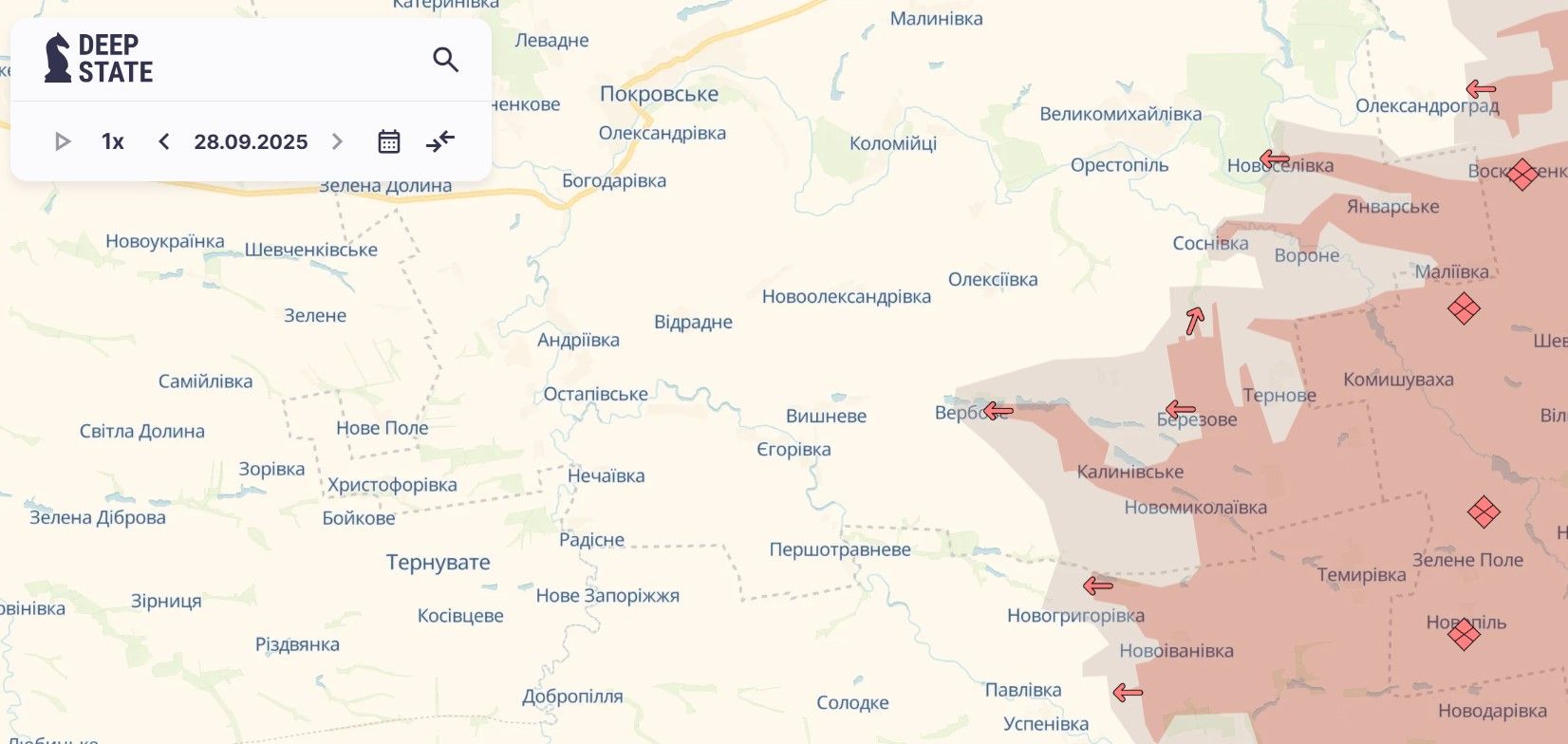 Продвижение россиян в Березовом. Карта: DeepState