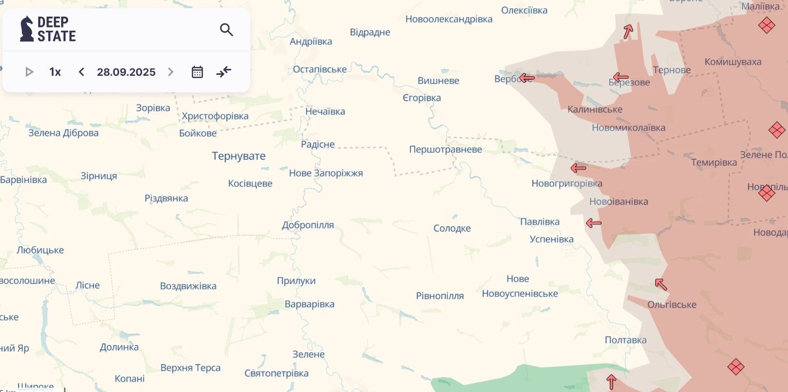 Продвижение россиян возле Новоивановки. Карта: DeepState