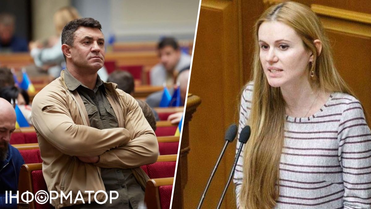 Народні депутати Анна Скороход і Микола Тищенко під час засідання парламенту