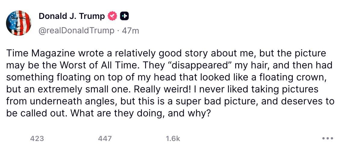 Time посвятил обложку Трампу и мирному соглашению в Газе: сам президент США раскритиковал фото 2