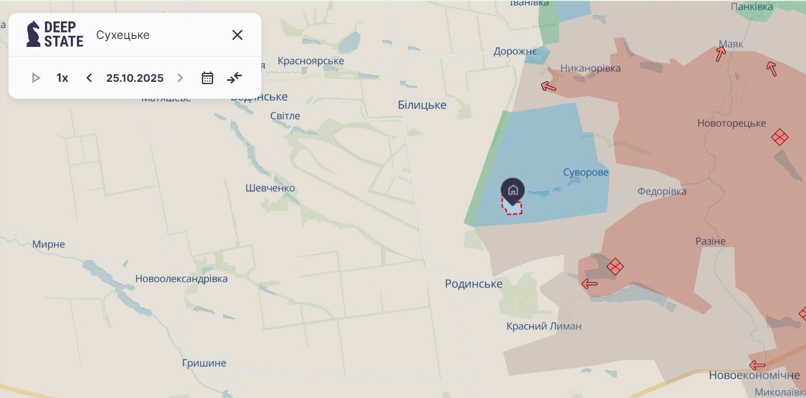 Сухецьке. Карта deepstatemap.live 25 жовтня Сухецьке. Карта deepstatemap.live 25 жовтня