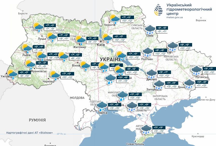 Карта погоды Дожди в Украине будут продолжаться – прогноз погоды на 27 октября 4