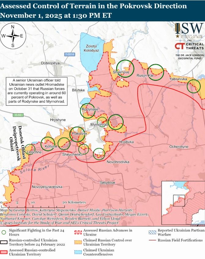 Покровський напрямок. Карта ISW