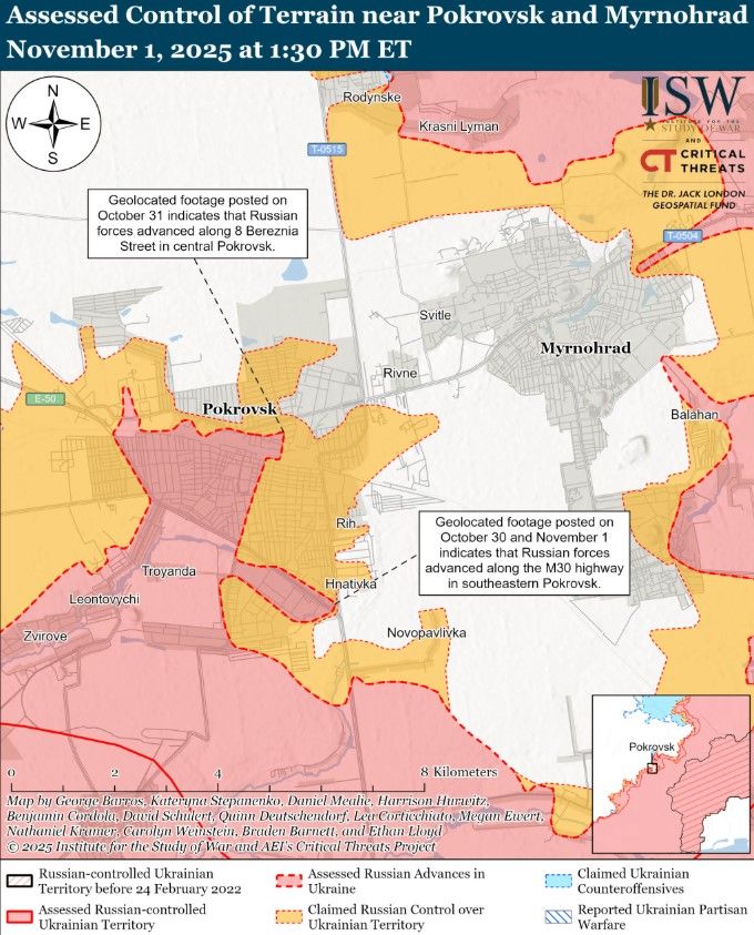Покровський напрямок. Карта ISW