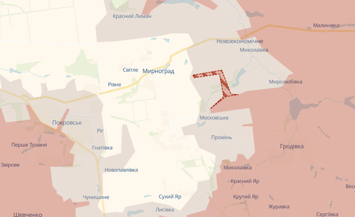 Через сутки армия РФ поразительно продвинулась возле Мирнограда: враг подошел вплотную к городской полосе.