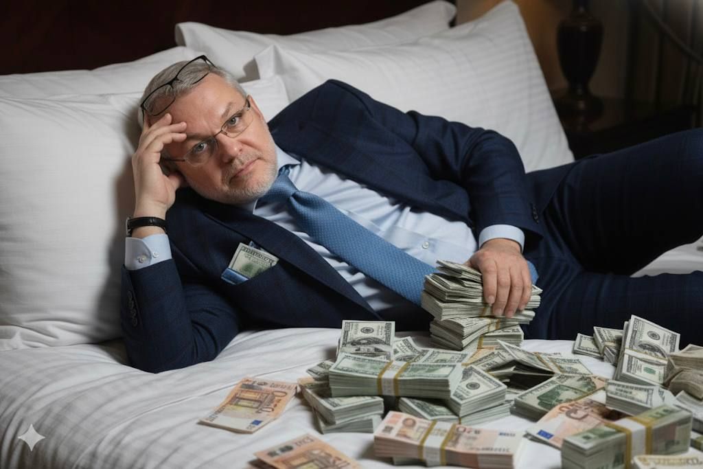 Галущенко в образе мужа руководительницы Хмельницкого МСЭК Татьяны Крупы, которая была задержана по обвинению в незаконном обогащении. Мем из соцсетей. 