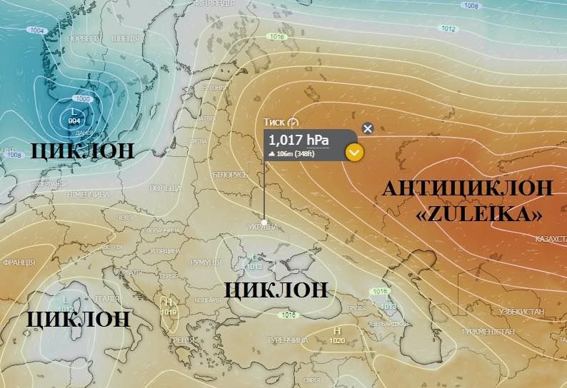 До України наближається антициклон