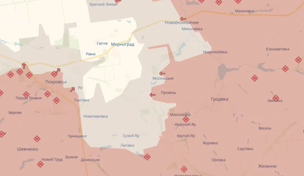 Тревожная новость: враг быстро продвигается в направлении Мирнограда - DeepState 1