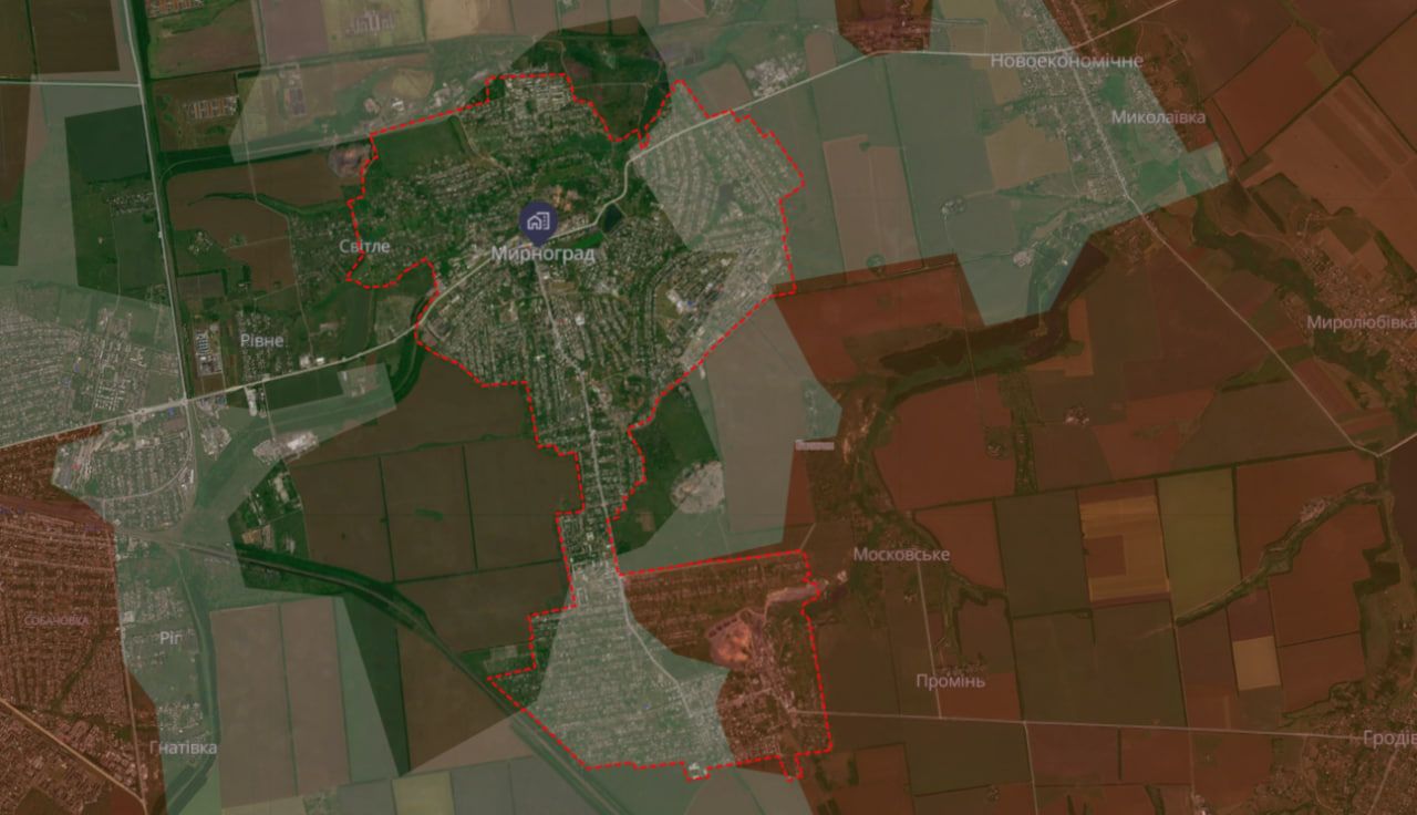 Частина Мирнограда вже окупована. Дані: DeepState Частина Мирнограда вже окупована. Дані: DeepState