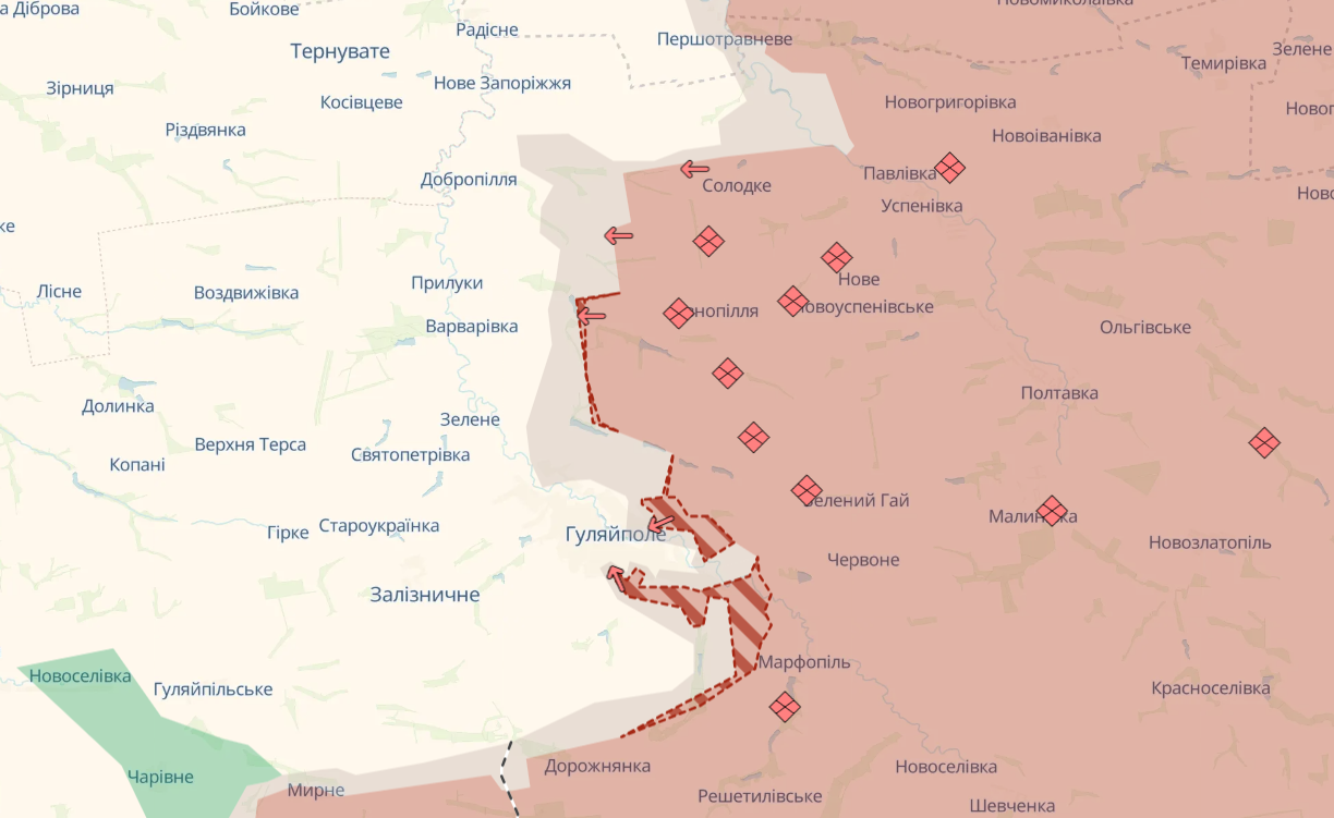 Армия РФ продвинулась возле Гуляйполя и еще в нескольких направлениях - DeepState 1