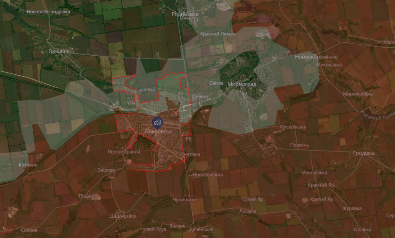 Ситуация в Покровске по состоянию на 18 декабря. Данные: DeepState Ситуация в Покровске по состоянию на 18 декабря. Данные: DeepState