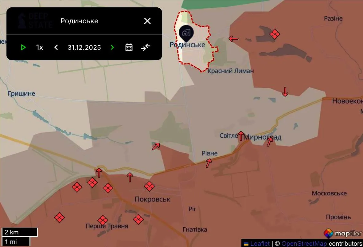Бої в районі Родинського. Дані: DeepState