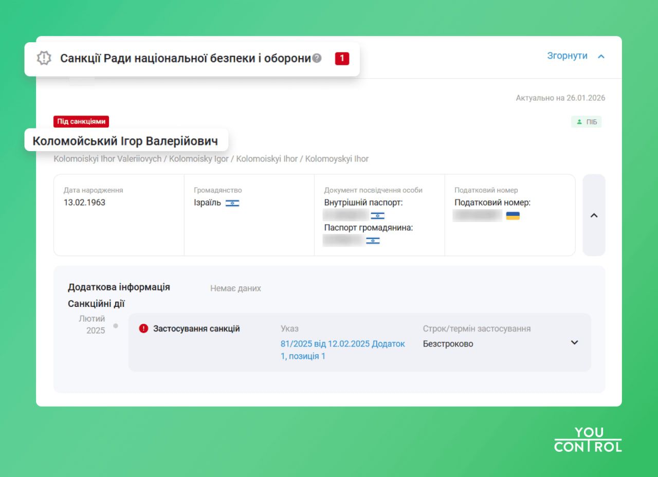 Профайл Ігоря Коломойського у YouControl