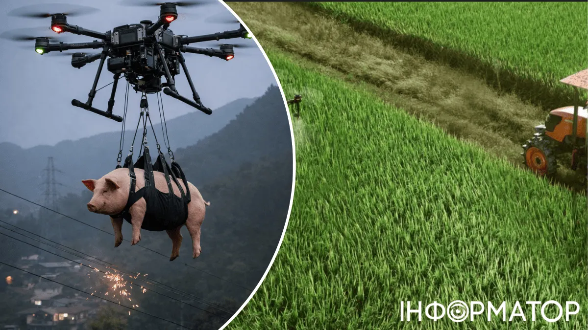 Перевозил дроном свиней: поселок остался без света по необычной причине