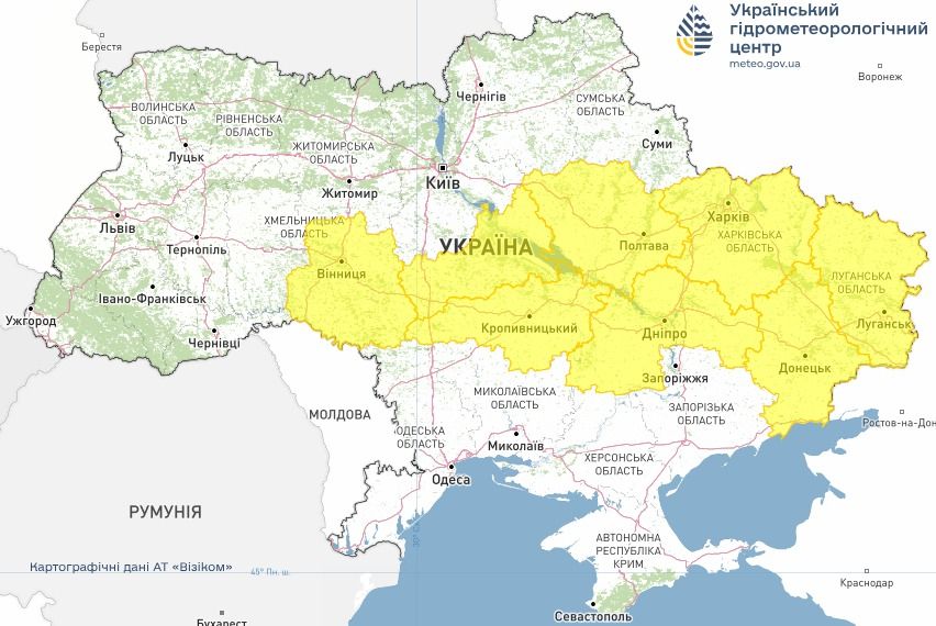Предупреждение об опасных метеорологических явлениях в Украине