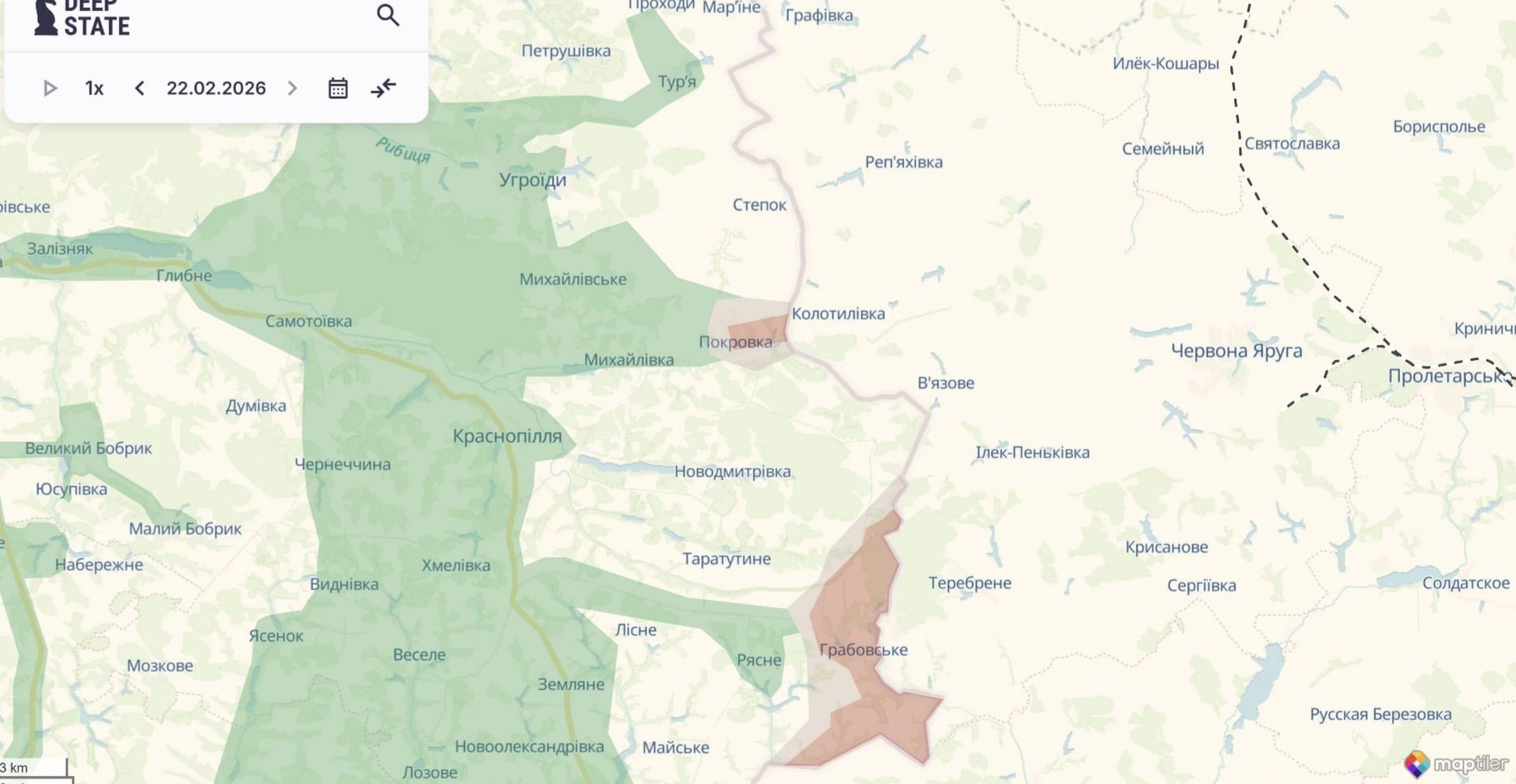 Ориентировочная карта боевых действий. Скриншот: DeepStateMap