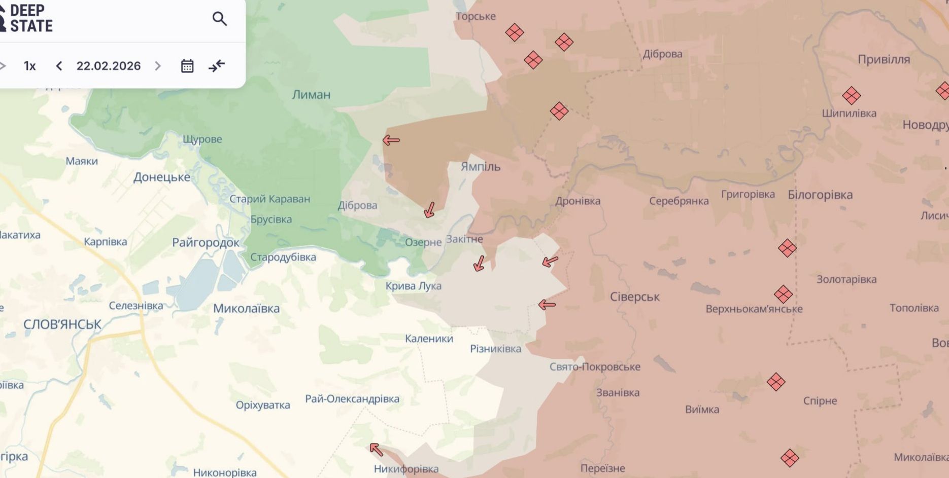 оккупанты подошли вплотную к Дроновке и Платоновке. Скриншот: DeepStateMap