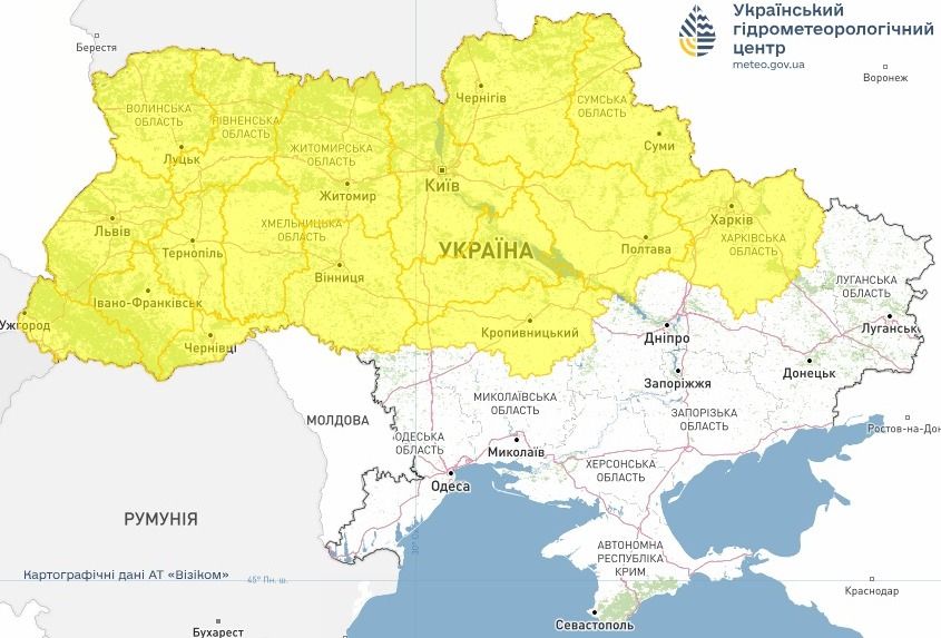 Попередження про небезпечні метеорологічні явища в Україні