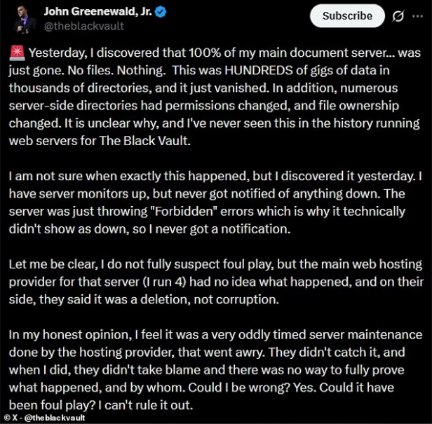 Гринвольд призвал всегда хранить важные копии