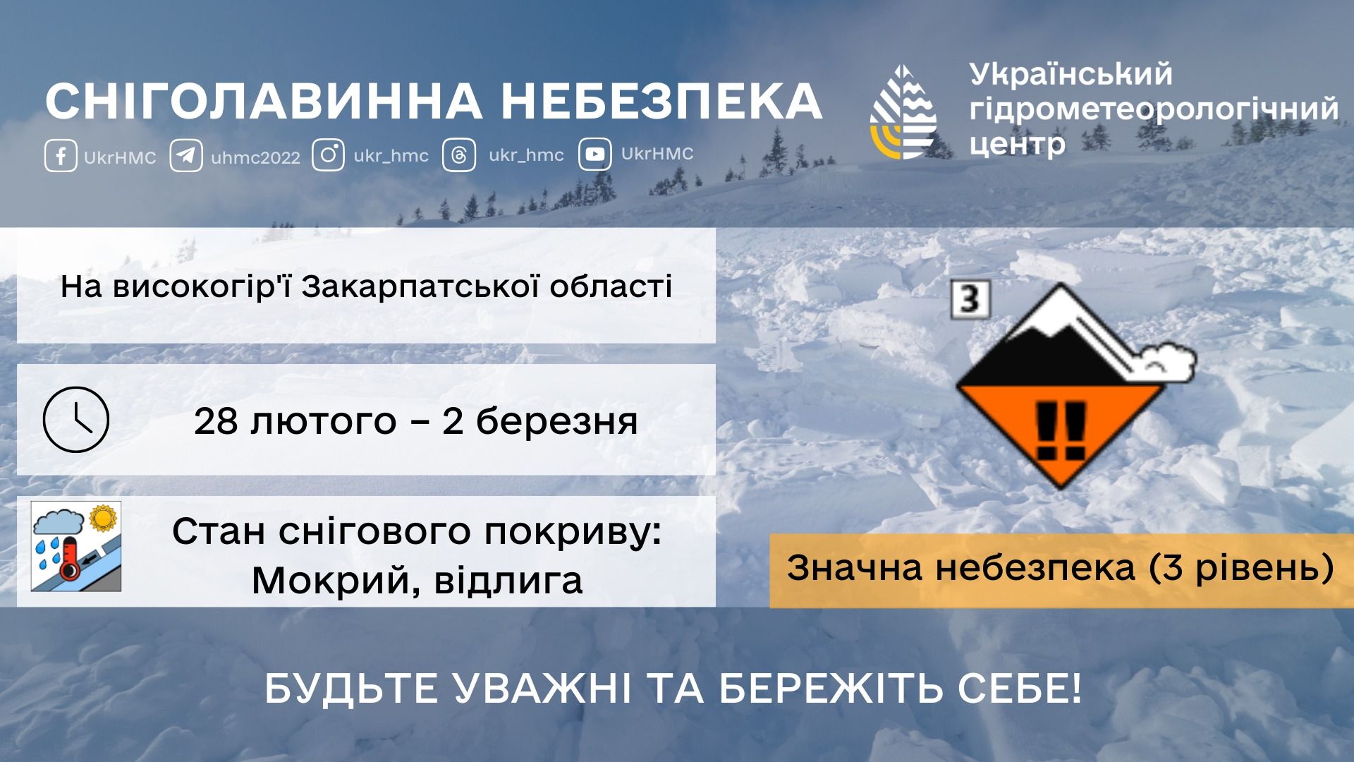 Предупреждение о снеголавинной опасности