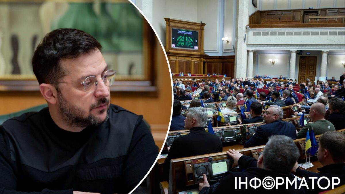Зеленський, Рада. Фото: t.me/V_Zelenskiy_official, t.me/verkhovnaradaukrainy, колаж: Інформатор
