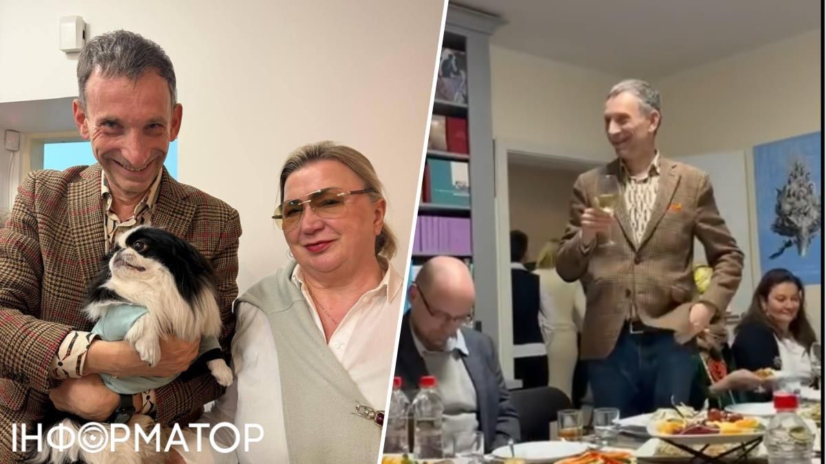 Портніков тримав на руках маленького японського хіна, а в тості порівняв Ліну Костенко з книгою