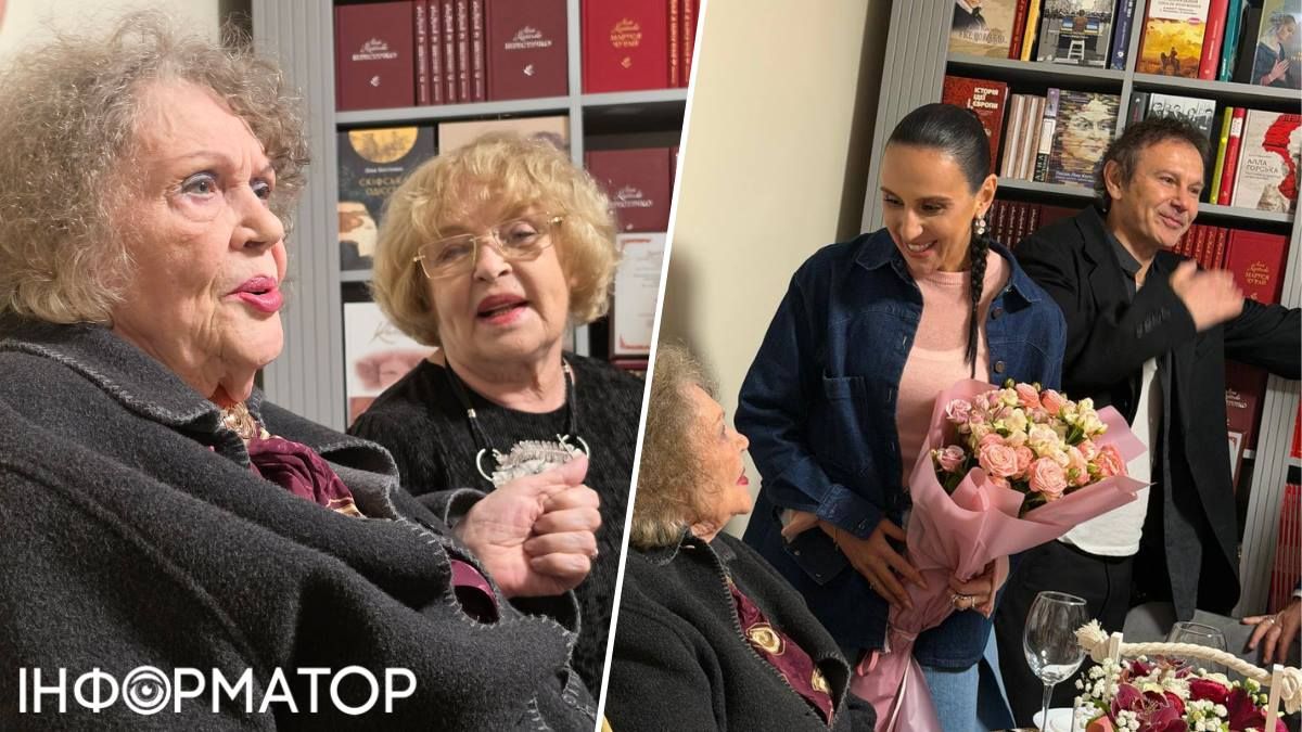 Улюблена акторка кількох поколінь, Ада Роговцева, довго підтримувала подругу розмовою, а коли завітала співачка Джамала, - Славкові Вакарчуку довелося підвестися зі свого місця - і він заходився показувати щось на задньому плані